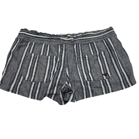 Roxy Oceanside Linen Blend Shorts Size 10 Dress Blues Cherokee Stripe Drawstring - Picture 4 of 11